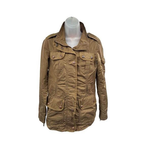 Esprit Military Style Utility Jacket Womens Size 6 Casual Cargo Coat Vintage Tan - Picture 11 of 11
